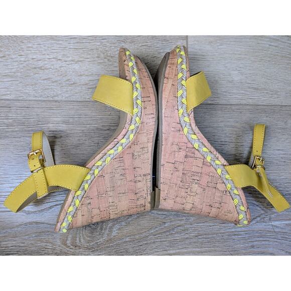 NEW Μe Τoo Montana Sandals 7 Yellow Mustard Platform Slingback Wedge Cork Jute - Picture 5 of 9